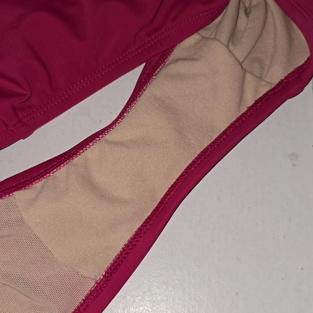 Kona Sol One Piece Swimsuit Ruffle One Shoulder Full Coverage Seat Hot Pink - Picture 11 of 15